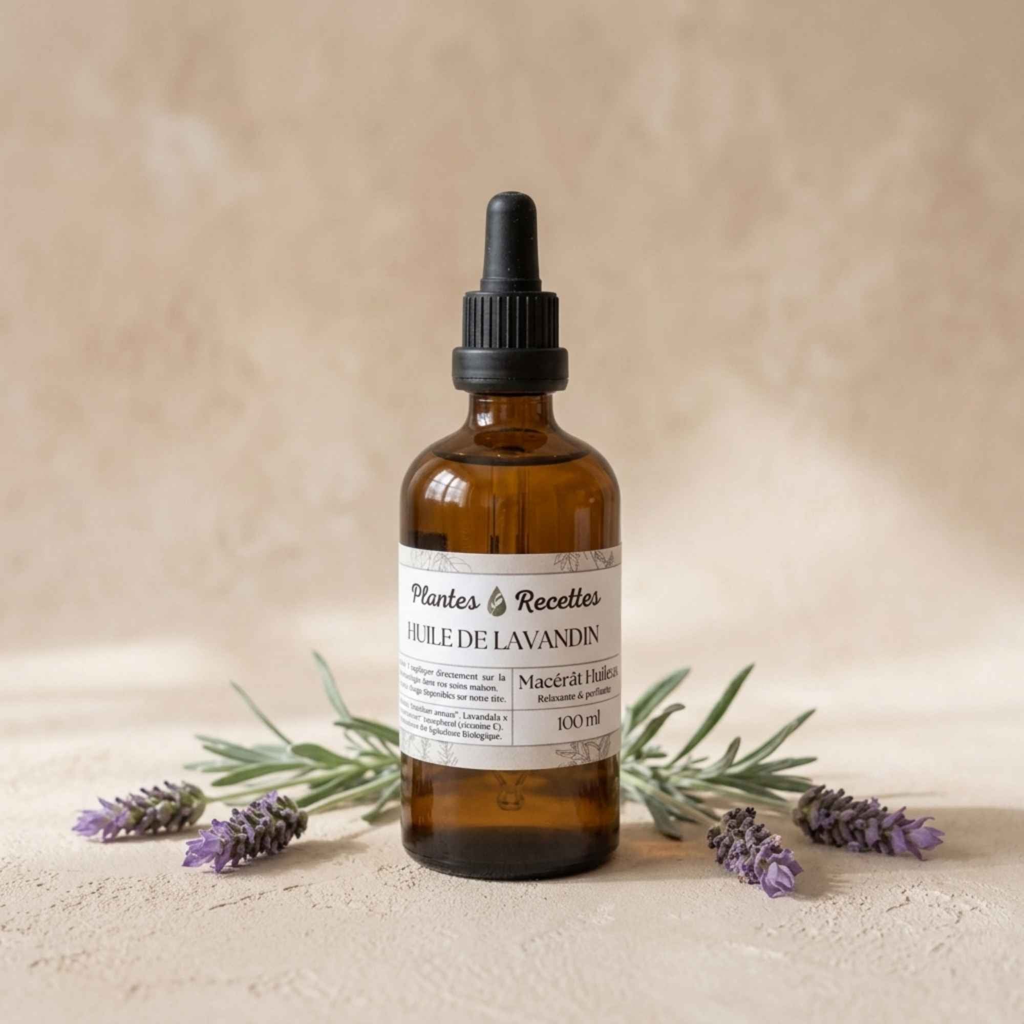 Macérât huileux de lavande Plantes et Recettes, huile naturelle à base de fleurs de lavande pour le soin de la peau