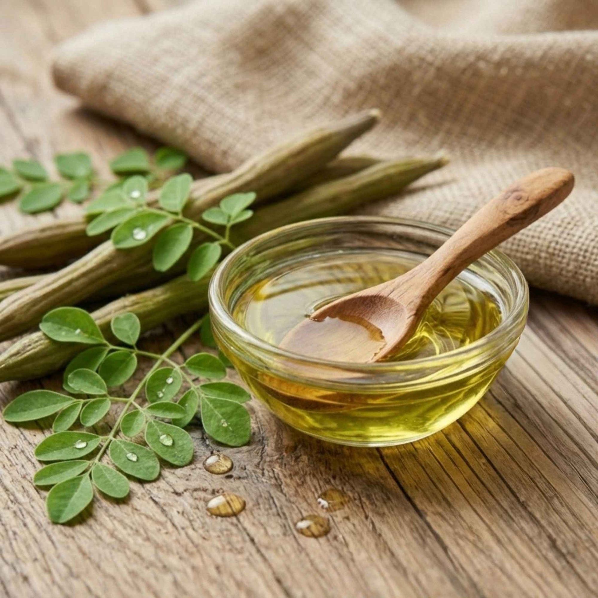 Macérât huileux de Moringa BIO utilisé dans une routine beauté naturelle pour nourrir les peaux matures et préserver leur confort.