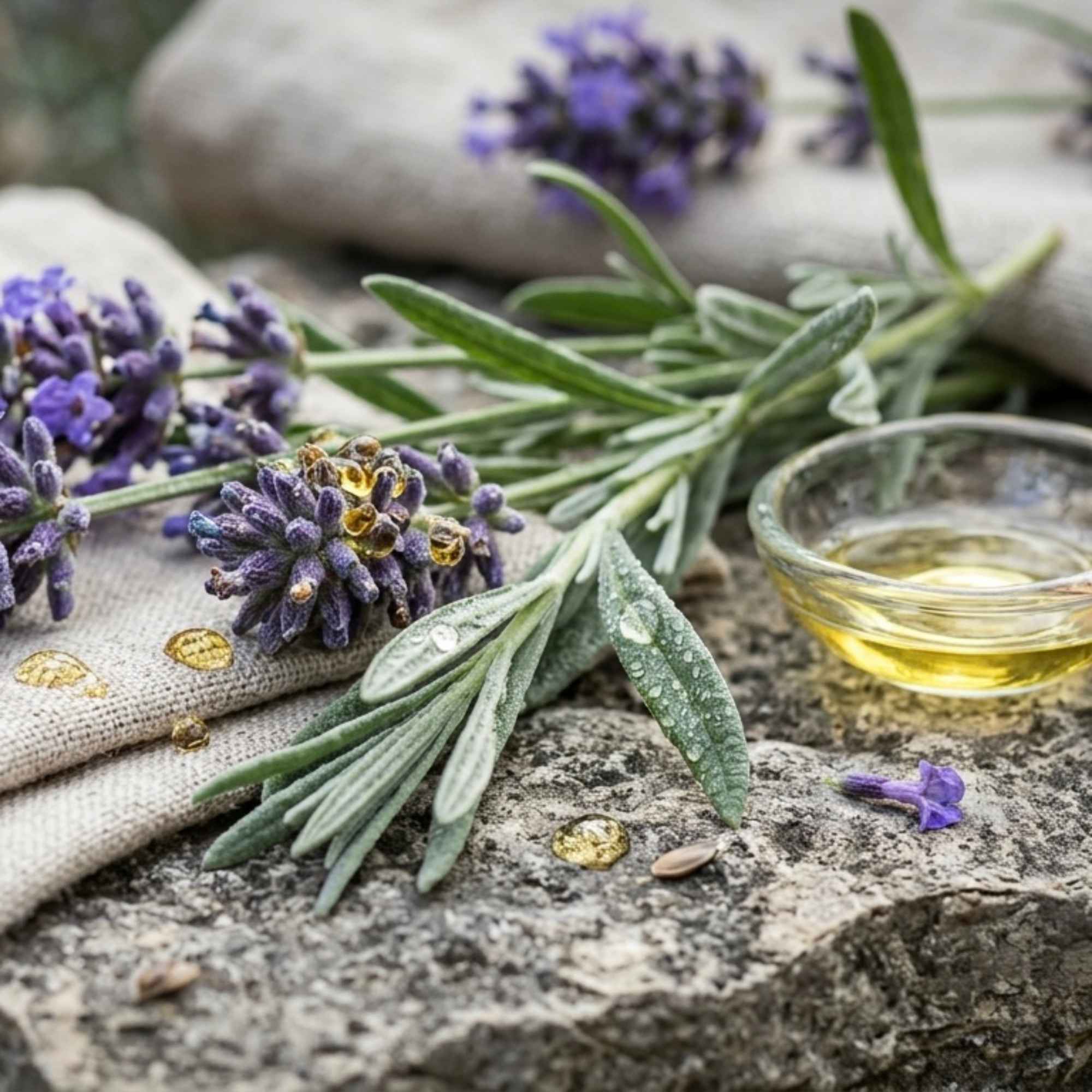 Macérât huileux obtenu à partir de fleurs de lavande séchées, plante reconnue pour son parfum délicat et ses usages traditionnels