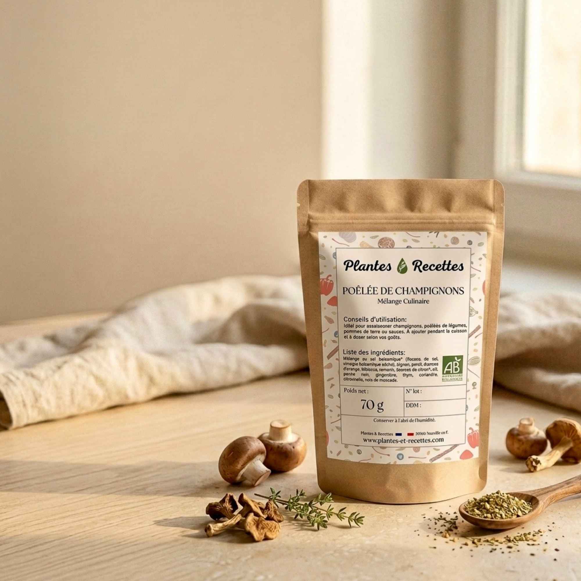 Mélange culinaire bio Poêlée de Champignons en sachet de 70 g avec champignons et épices