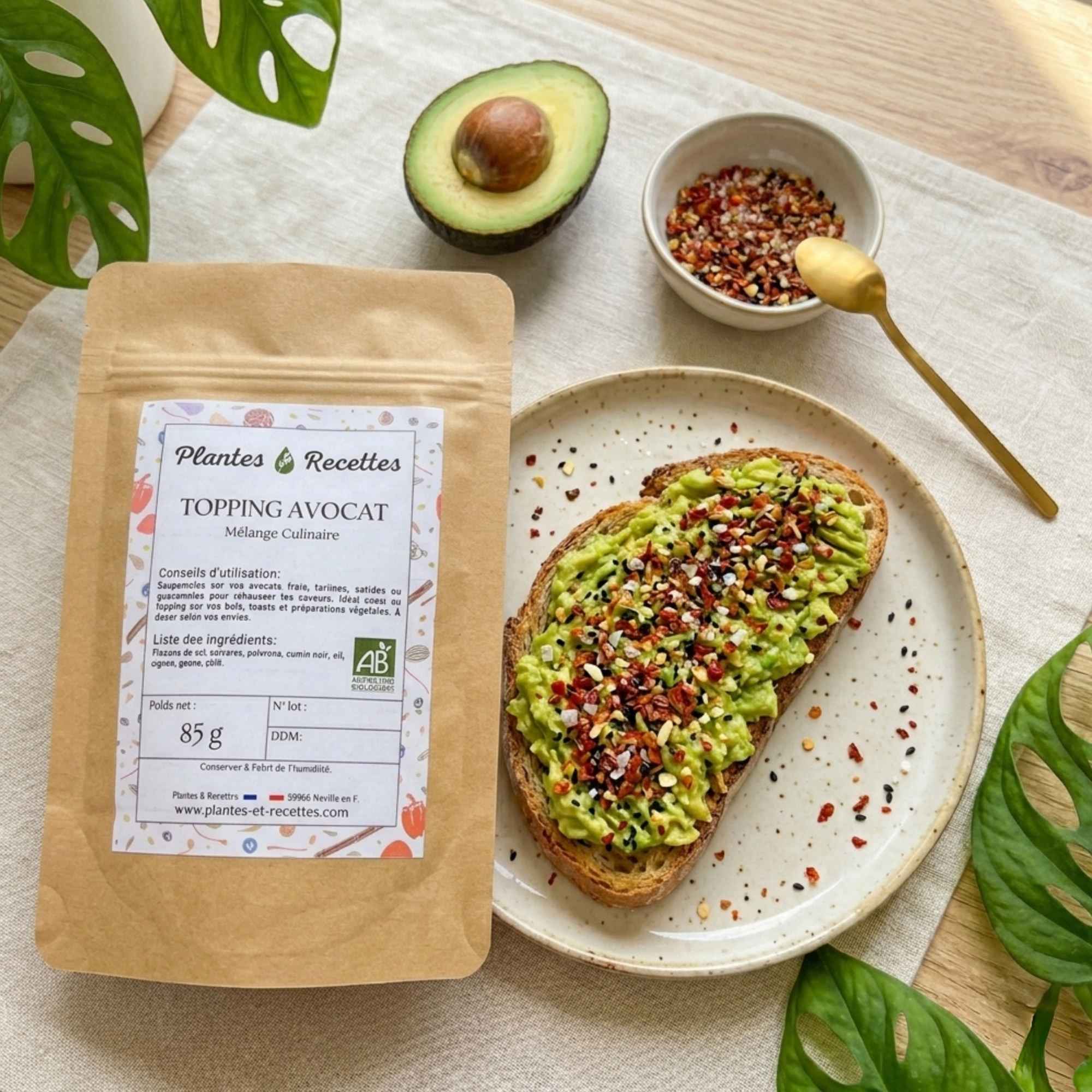 Mélange d’épices pour topping avocat idéal pour toasts et salades