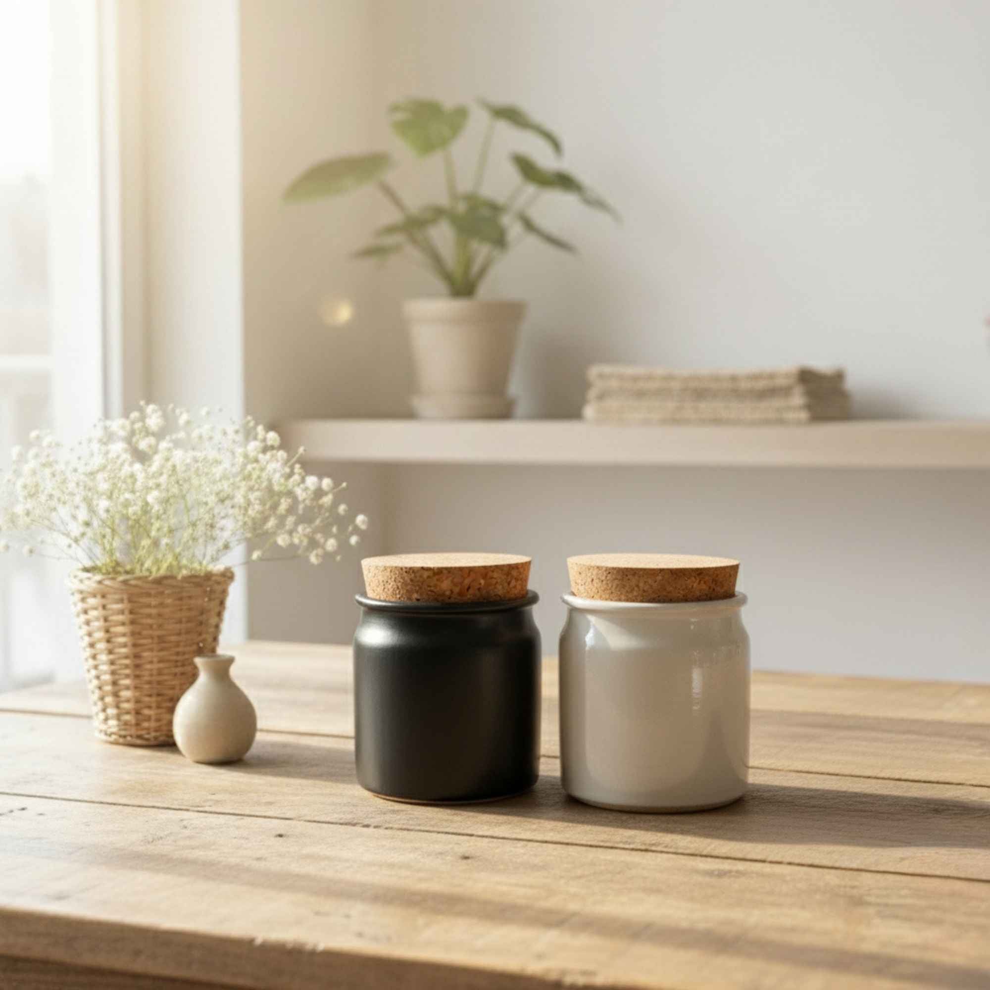 Élégant pot en grès 160 ml, idéal pour le sel, les épices et les préparations naturelles.
