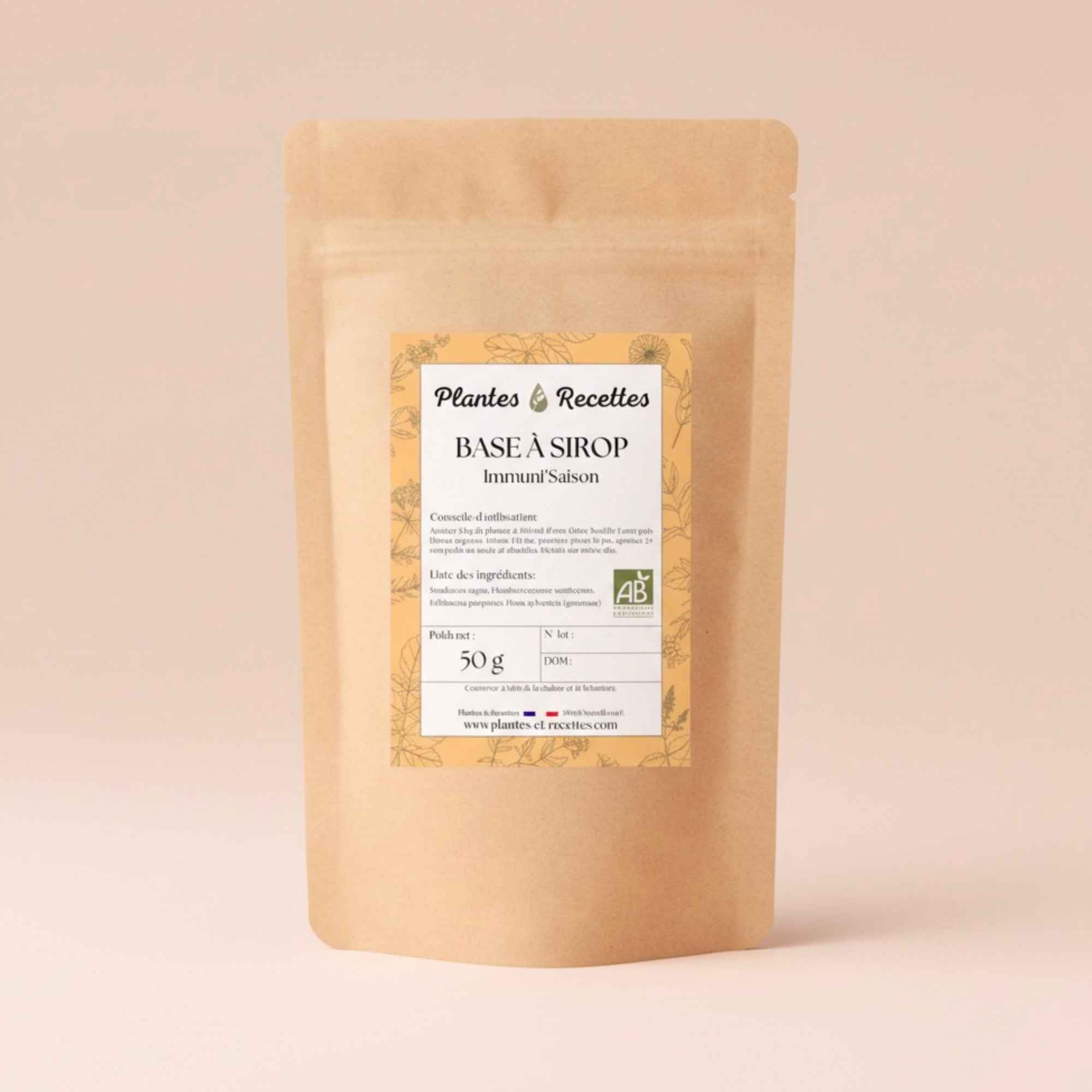 Sachet de plantes sèches Immuni Saison pour préparation de sirop naturel maison.