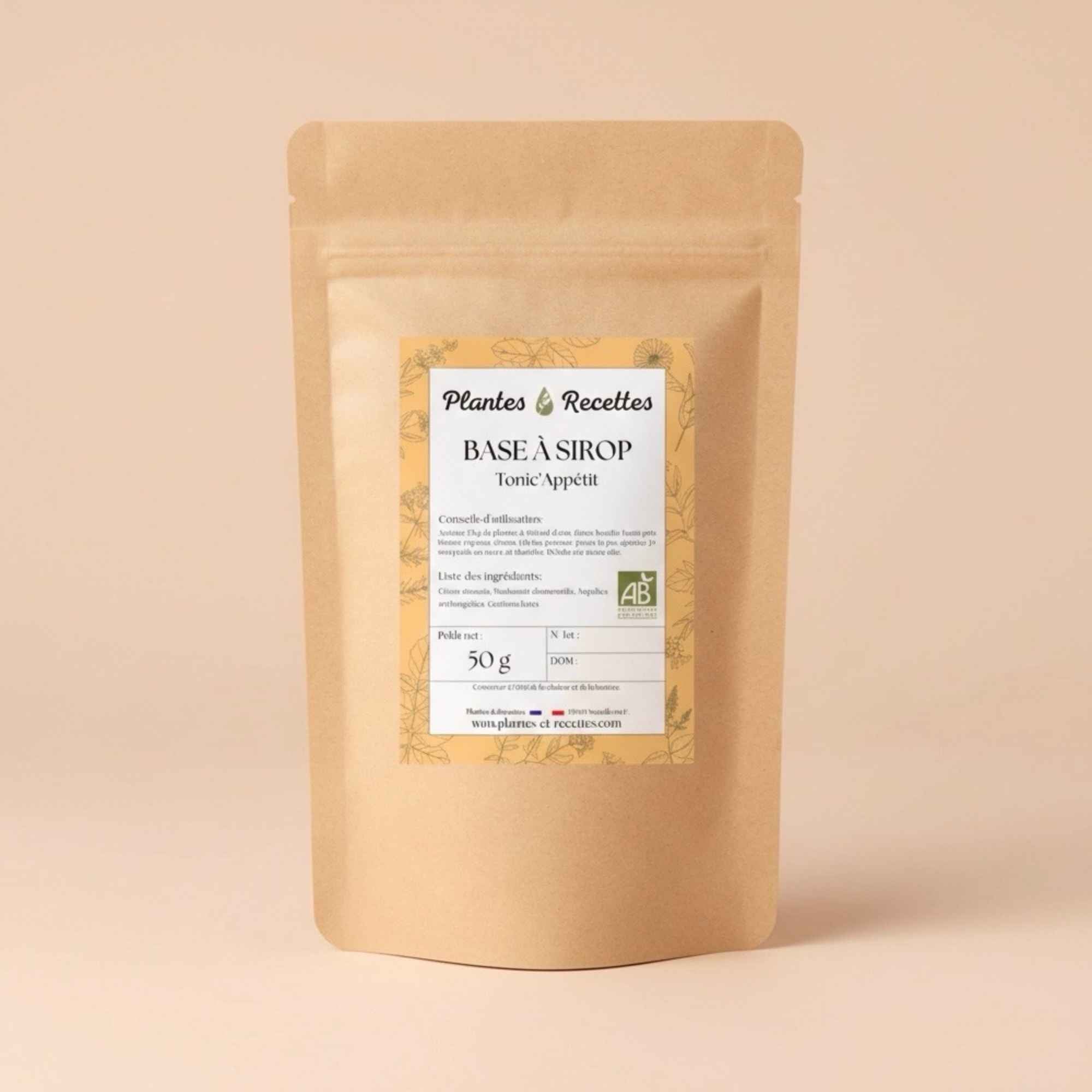 Sachet de plantes sèches Tonic Appétit pour réaliser son sirop stimulant maison.