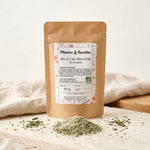 Sachet de Sel à l'Ail des Ours BIO Plantes & Recettes, un assaisonnement gourmand à base de sel de Camargue et d'ail des ours pour relever naturellement toutes vos recettes.