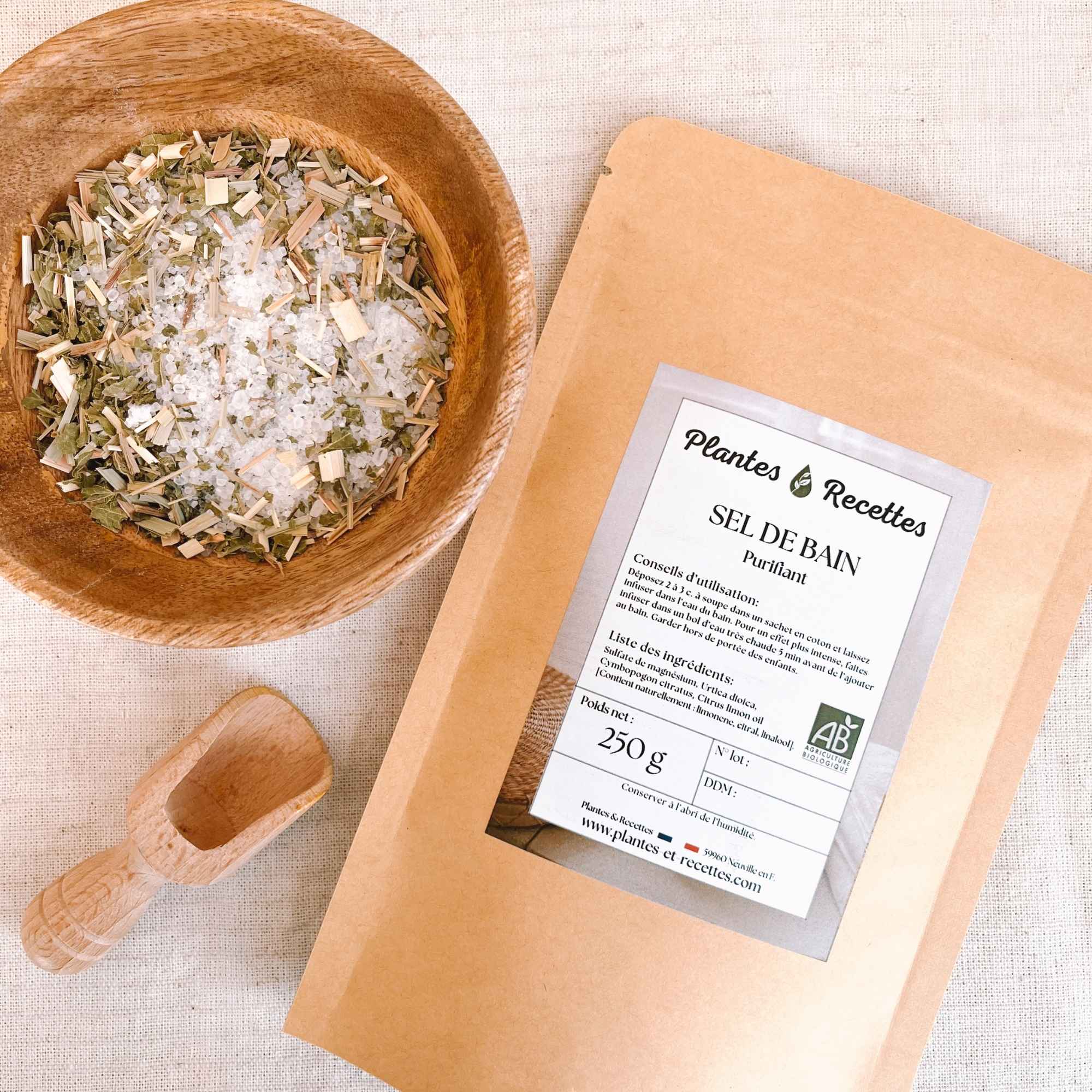 Sel de bain purifiant Plantes et Recettes aux plantes naturelles avec sel d epsom pour un bain frais et revitalisant