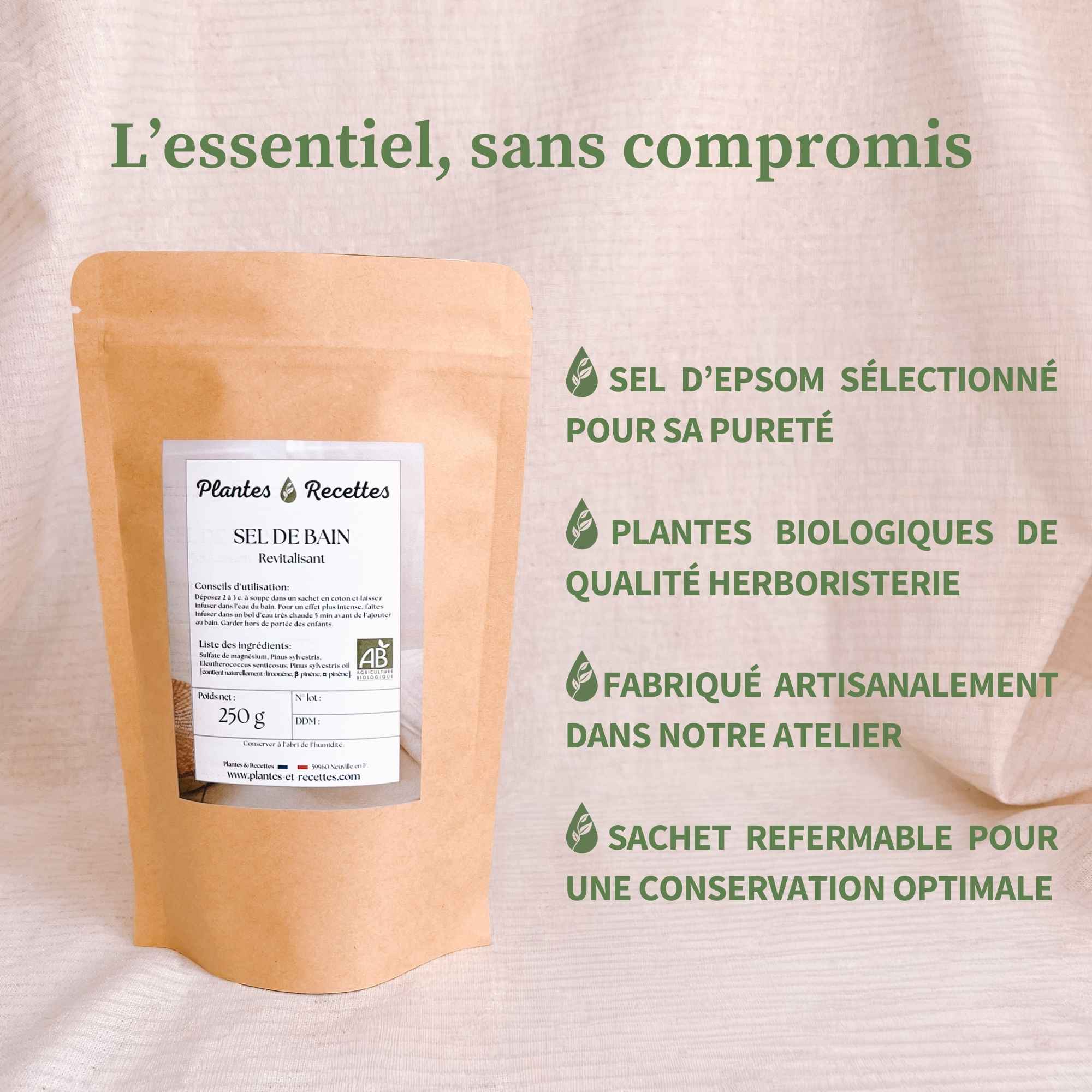 Utilisation du sel de bain Plantes et Recettes avec infusion dans l eau chaude pour un moment de detente