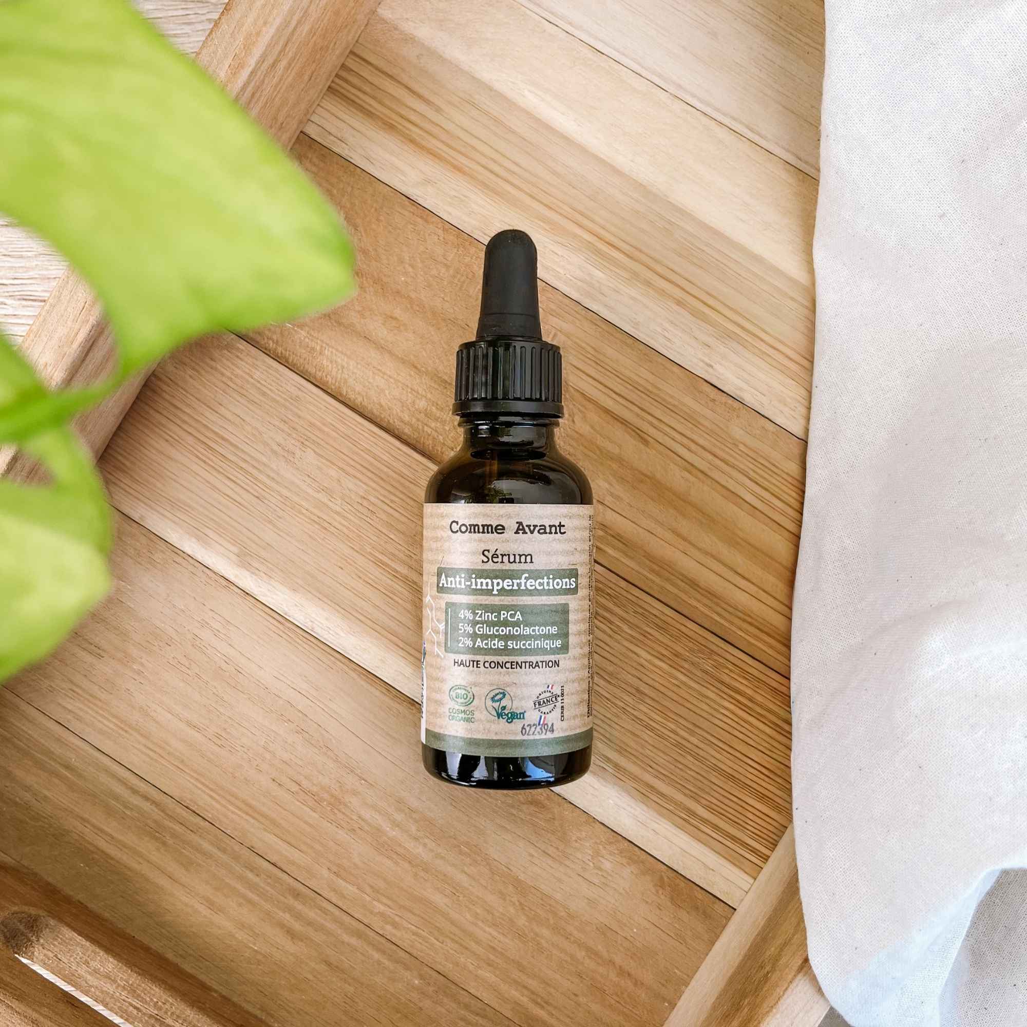 Sérum visage anti-imperfections naturel Comme Avant, soin purifiant idéal pour les peaux mixtes et grasses.