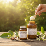 Texture du beurre de karité biologique fondant au contact de la peau, utilisé en cosmétique naturelle et dans les préparations maison – Plantes & Recettes