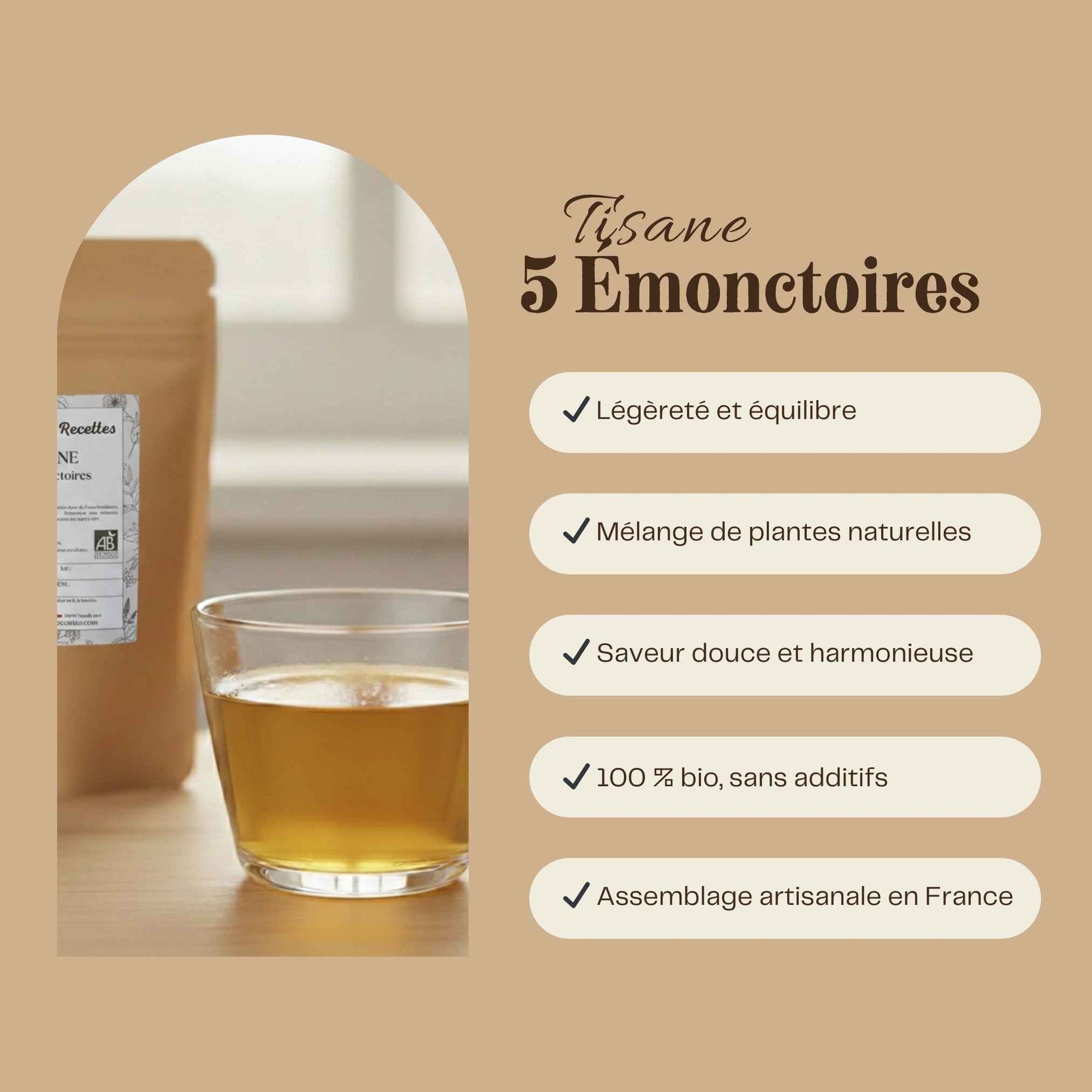 Tisane 5 émonctoires bio – mélange de plantes traditionnellement utilisé en cure saisonnière