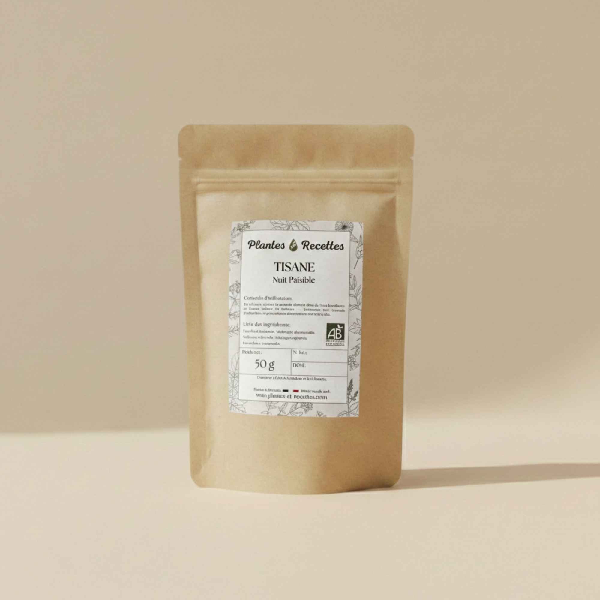 Tisane Nuit Paisible bio – infusion de plantes traditionnellement utilisées le soir