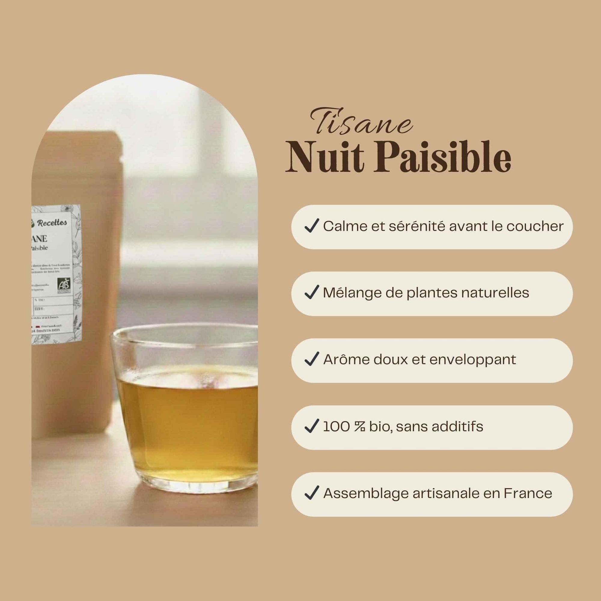 Tisane Nuit Paisible bio – infusion aux plantes sélectionnées pour le rituel du soir