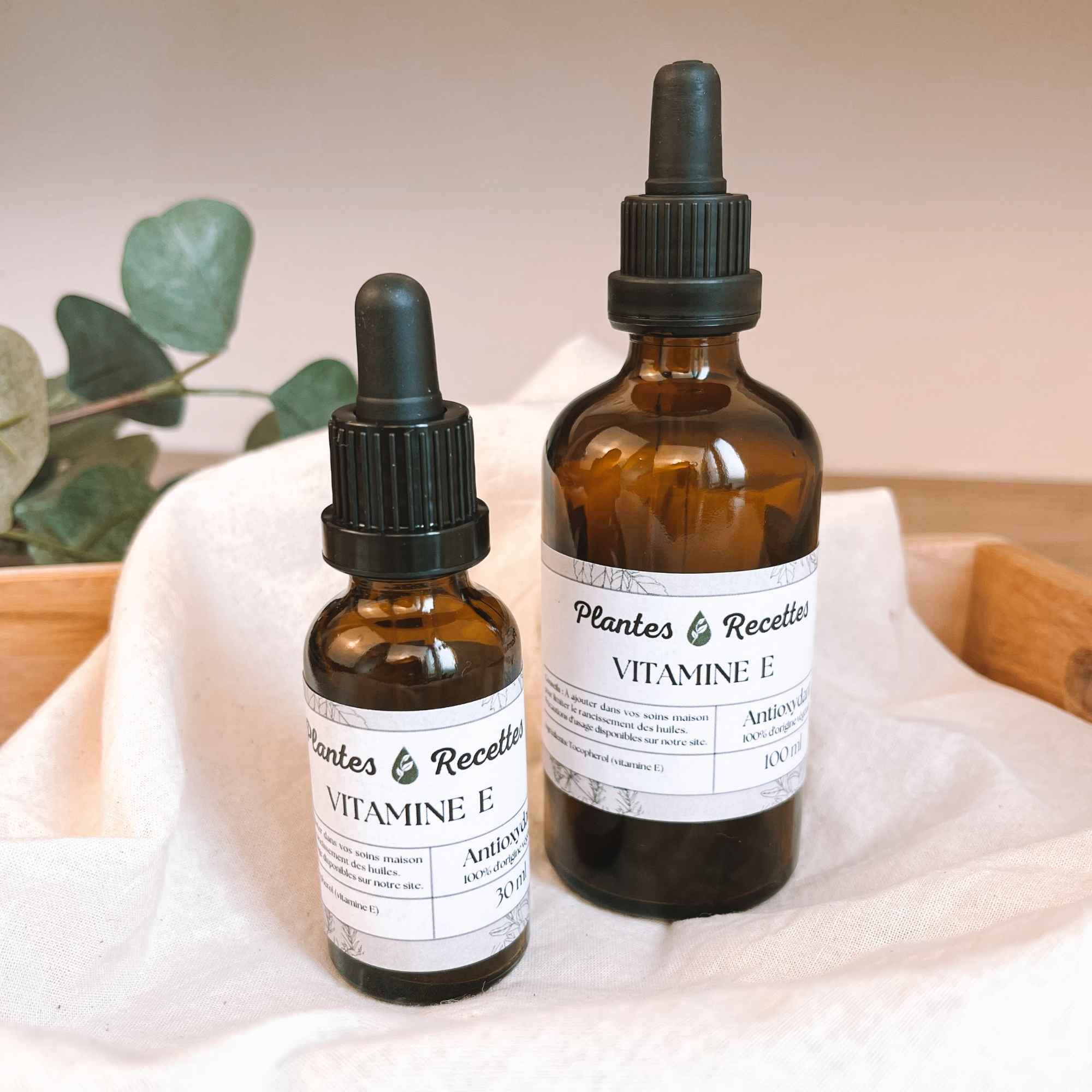 Tocophérol naturel Plantes & Recettes, actif cosmétique aux propriétés antioxydantes.